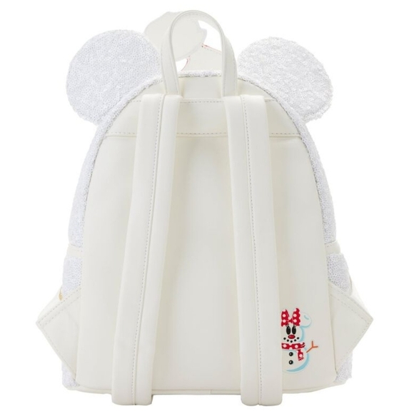 DISNEY Loungefly Mickey Mouse Sequin Snowman Mini Backpack + Handmade Ears - Picture 4 of 11